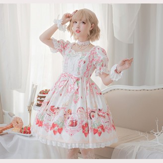 Strawberry Feast Sweet Lolita Dress OP by Milu Forest (MF13)